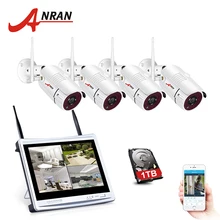 ANRAN P2P CCTV 1080P 4CH NVR 12 дюймов ЖК-монитор 36 ИК наружная IP wifi камера видеонаблюдения беспроводная система безопасности комплект 2 ТБ HDD