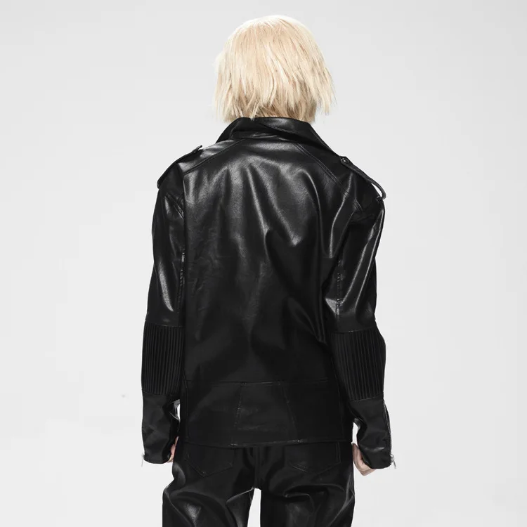 Новая модная мотоциклетная куртка из искусственной кожи, женское черное пальто из искусственной кожи, одежда для пары, chaqueta cuero mujer LX2594