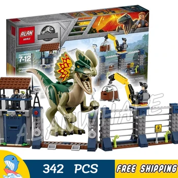 

342Pcs Jurassic World Dilophosaurus Outpost Attack Tracker Baby Dino Figure Building Blocks Toys Compatible With