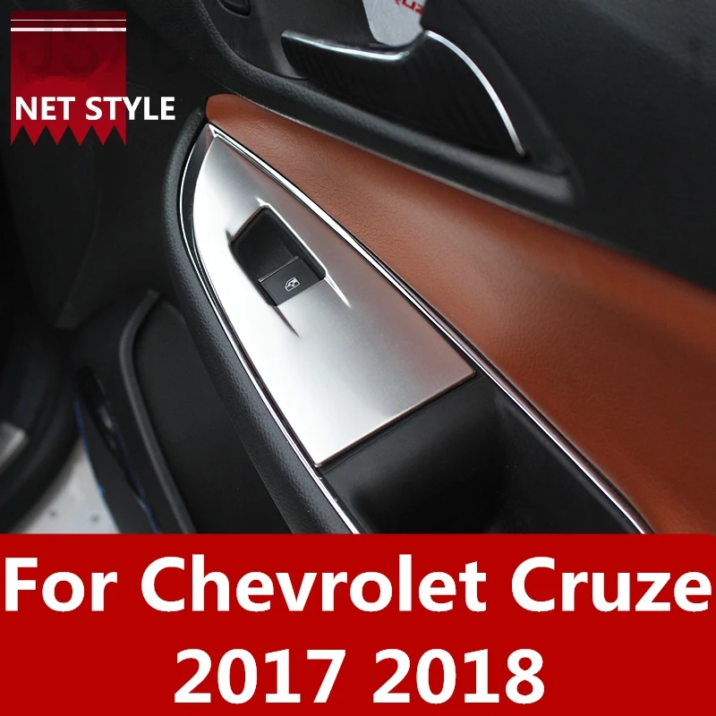 Для Chevrolet Cruze из нержавеющей стали, для межкомнатных дверей, подлокотник, стеклоподъемник, кнопка включения, рамка, накладка, наклейки, 4 шт