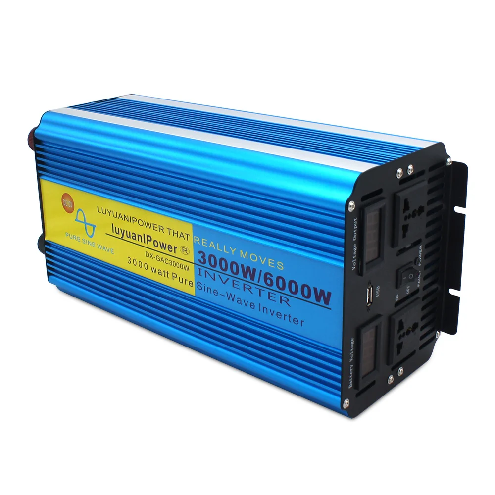 US $192.40 6000w Pure Sine Wave Power Inverter Transformer Dc 12v24v To Ac 220v230v240v With Dual Led Display 31a Usb Wireless Control