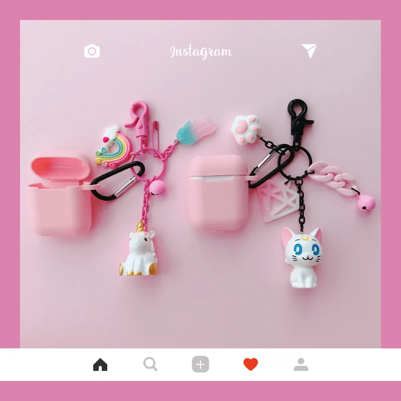 

super cute Unicorn Decorative Bluetooth Earphone Case for Apple Airpods Luna cat Accessories Silicone Protective Cover girl Capa