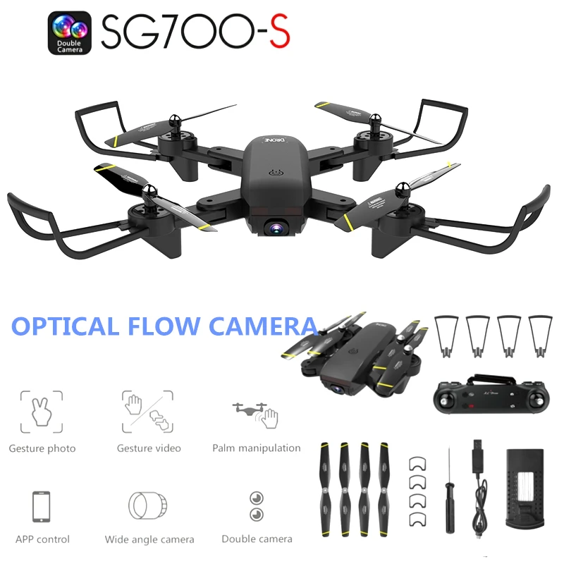 

SG700-S RC Drone with Camera 1080P Wifi FPV Foldable Selfie Quadcopter Optical Flow Dual Camera Palm Control Flying Toys