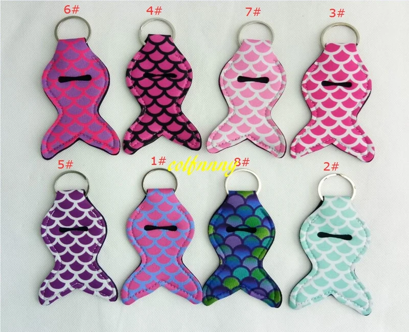 

200pcs/lot 13*6cm Colorful Neoprene Mermaid Keychain Holder Decoration Lipstick holder For promotion party gift