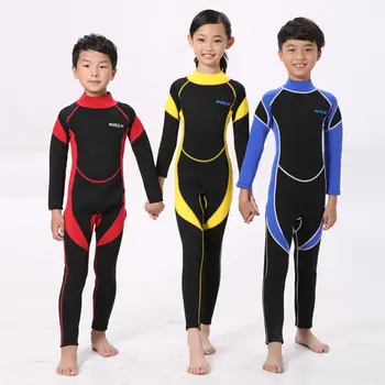 

Child Neoprene Diving Wetsuit Boys Girls 4 To 14 Years Old Swimsuit Long Sleeve One-Piece Swimwear Brand New And High Quality
