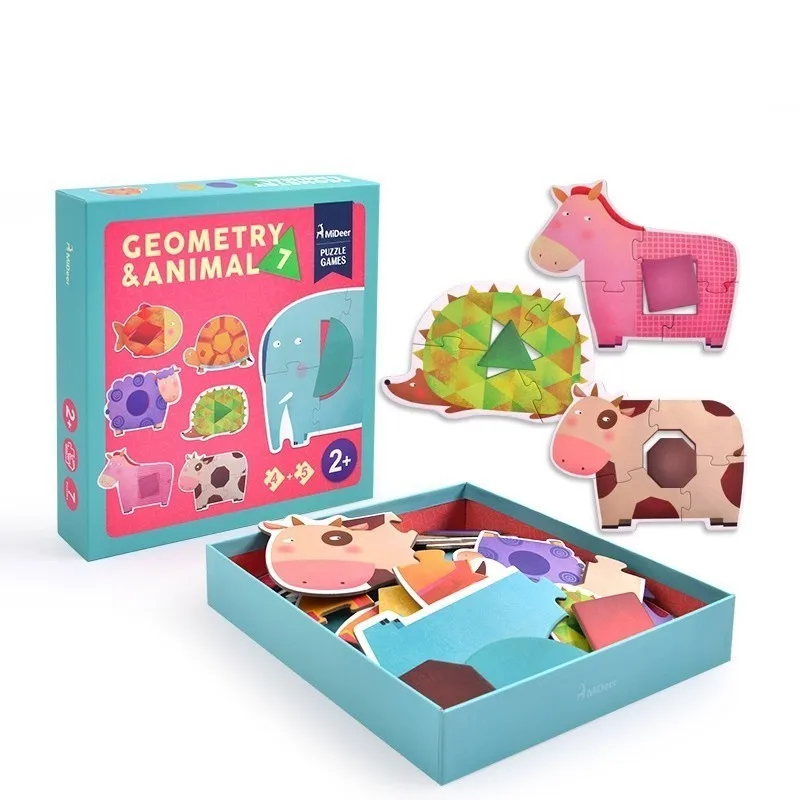 

Preschool Educational Toys Geometry Cartoon Animal Puzzle Games For Children