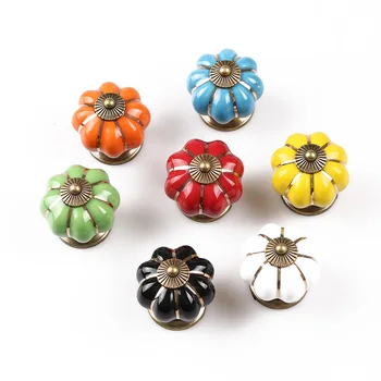 1 Pc Pumpkin Ceramic Door Knobs Cabinet Handle Drawer Cupboard Dresser Kitchen Pull