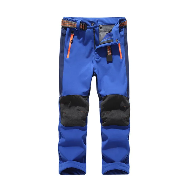 Children Softshell Pants Outdoor Waterproof Fleece Winter Hiking