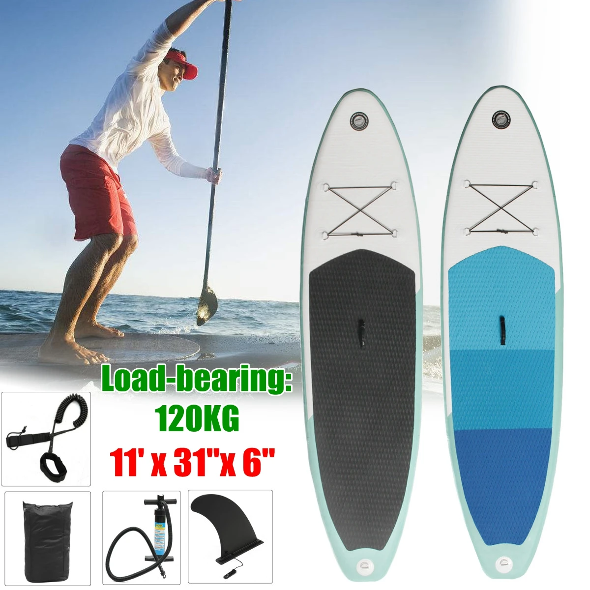 

300cm*76cm*10cm SUP surf surfboard Aufblasbare Stand Up water sport Paddle Board Surfbrett + Paddle + Pumpe + Rucksack