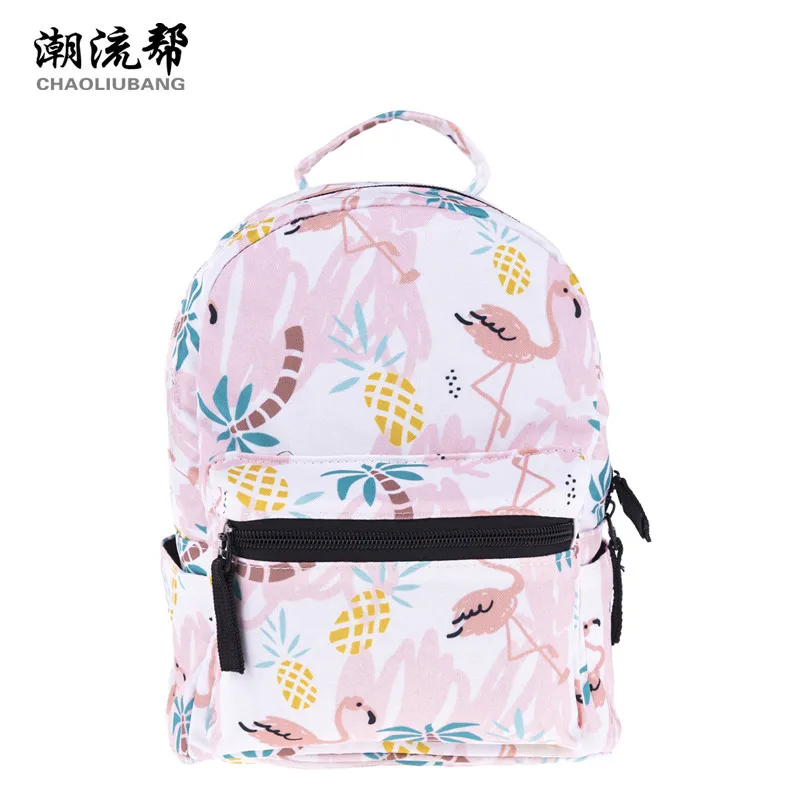 CHAOLIUBANG mini backpack women pineapple and Flamingo printing backpacks Korean style travel daypack kids book rucksack
