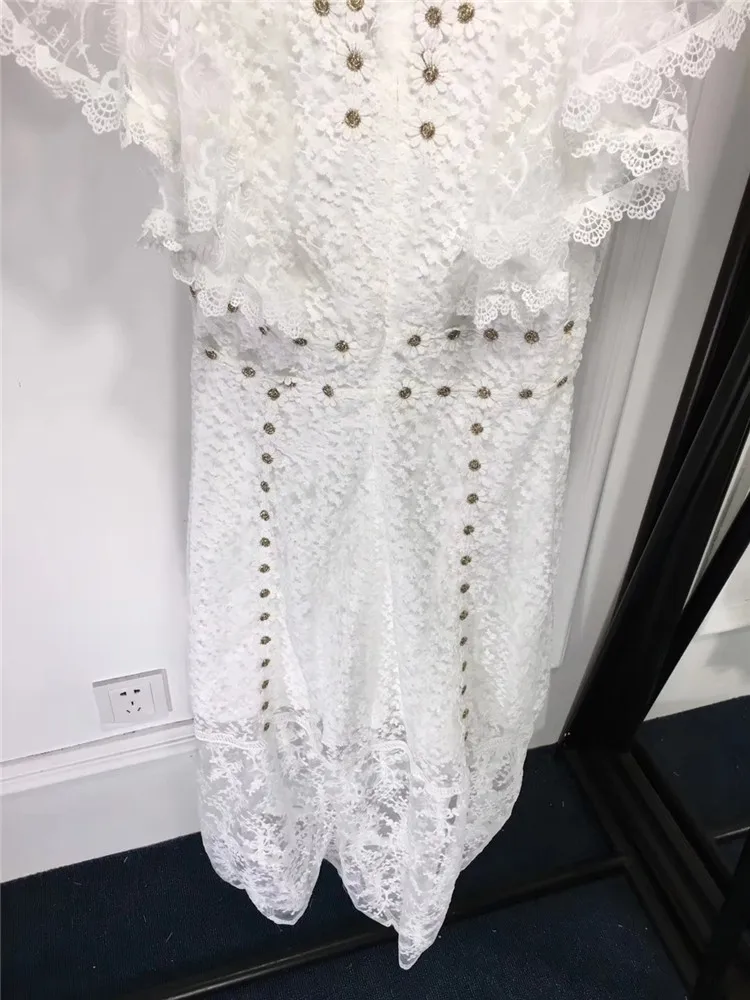 Robes Fête Femmes Mode Tenue 2019 Fomolayime Évider De Printemps Blanc Nouveauté Femme Robe qvx5t