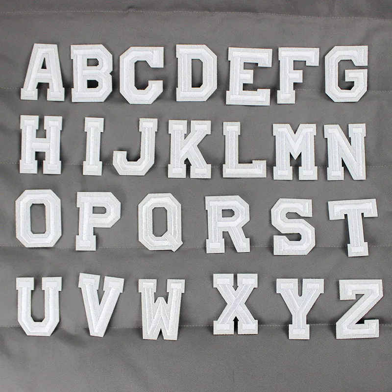 26 белые буквы железо на нашивках для одежды декоративные DIY Вышивка имя патч аппликация для куртки джинсы наклейки