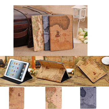 

Fashion world map thin leather case for apple ipad 5 Air1 with magnetic stand case for apple ipad 5 ipad air smart case cover