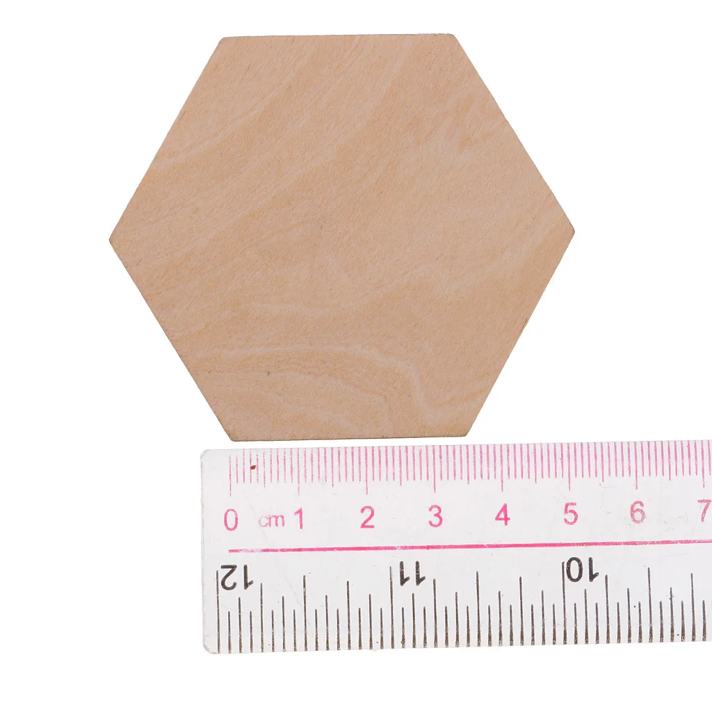 50/100/200pcs Wooden Hexagon Shapes MDF Cutouts Blank Embellishments Craft for DIY Scrapbooking Card Making Decoration Ornaments