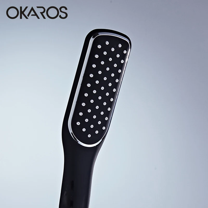 Ультратонкая Большая насадка для душа OKAROS из черного АБС пластика + ванной