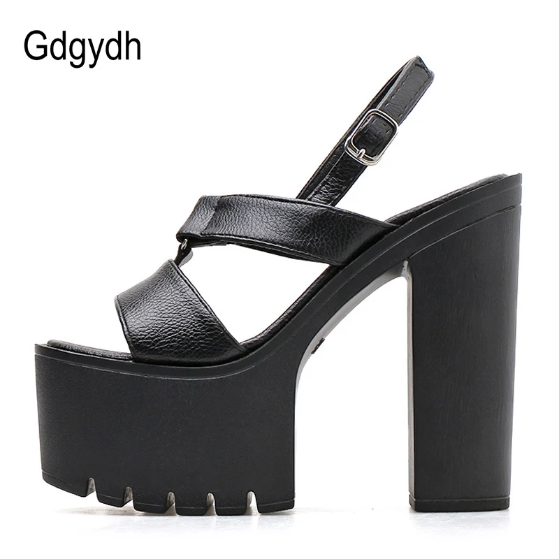Женские босоножки на платформе Gdgydh черные Босоножки с открытым носком ремешком