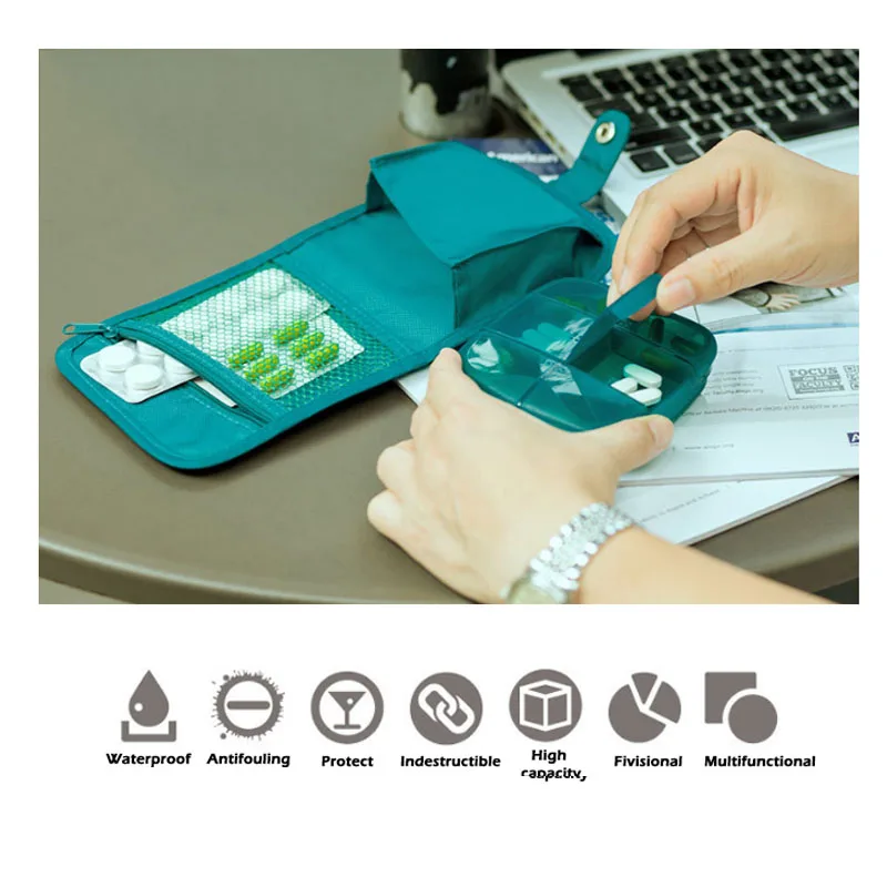 Kit de primeros auxilios de supervivencia de emergencia portátil de viaje al aire libre y caja de pastillas de gran capacidad paquete de alivio multifuncional para acampar en casa