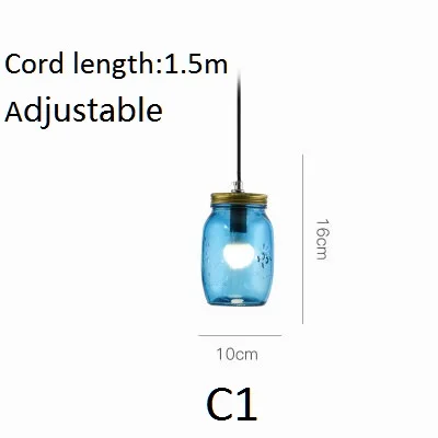 LukLoy цветная стеклянная бутылочка подвесной светильник s светодиодный кухонный светильник светодиодный светильник прикроватная подвесная потолочная лампа лампы Лофт светильник ing светильники - Цвет корпуса: C1