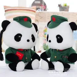 Милые пары панд кукла плюшевые игрушки Ретро армия парадной форме panda кукла большой 50 см пара панд, подарок на день рождения x073