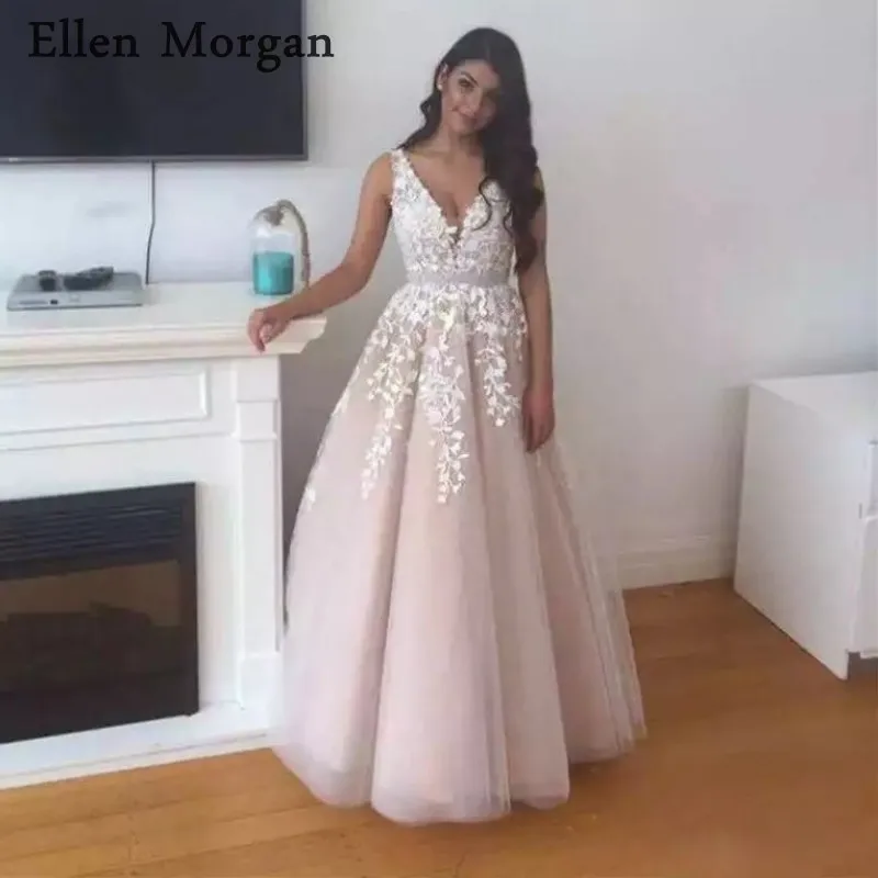 

Puffy Lace Prom Dresses for Women V neck Floor Length Lebanon Long Elegant Gala Jurken Custom Made Real Photos Sexy Party Gowns