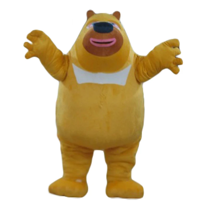 

Vivid Cute Yellow Bear Mascot Costume Mascotte With Black Shining Nose Fat Cheeks Adult Size