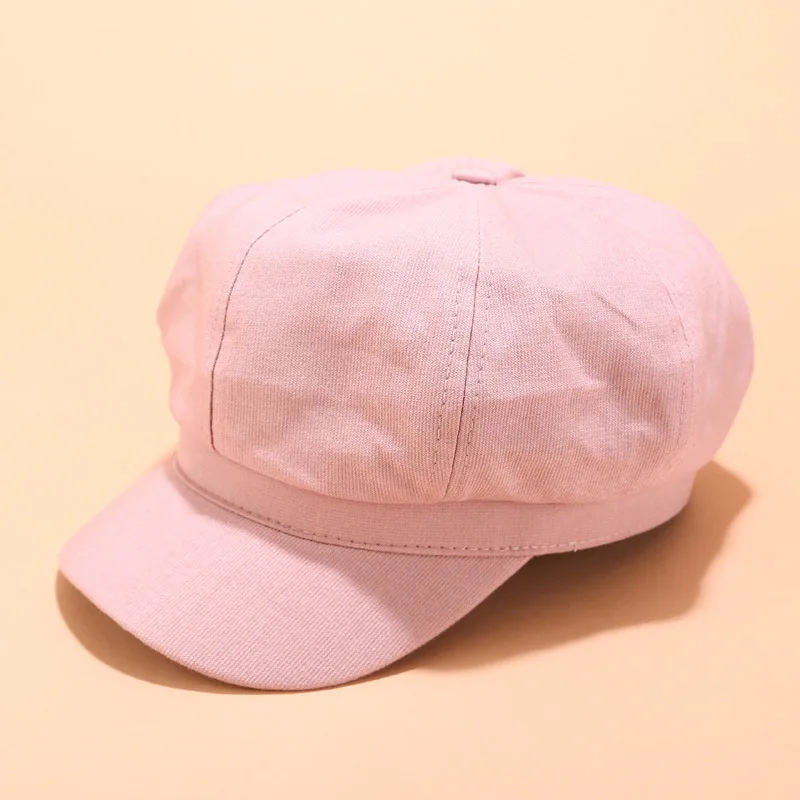 Pink Модные зимние и осенние дамские шапки, женские шапки, Вельветовая Кепка, Европейская и американская Ретро Плоская верхняя Повседневная восьмиугольная кепка Z51 - Цвет: Pink