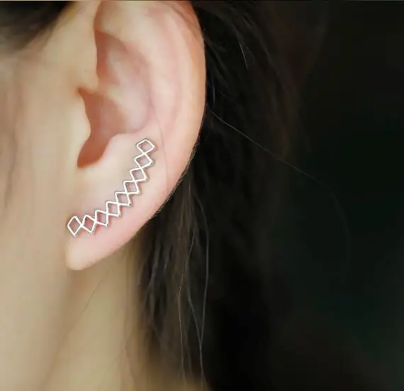 

Hfarich Fashion Geometric Earrings for Women Ear Climbers Ear Crawler Stud Earrings Brincos Gift Dropshipping Wholesale price