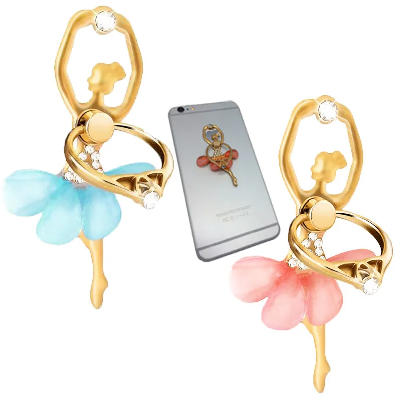 

Metal Ring Universal Mobile Cell Phone Stand Cute Zebra Ballet Girl Inlay Rhinestones For iPhone Adjustable Support Phone Holder