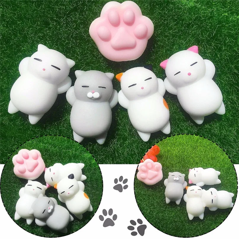 10Pcs/set Mini Squishy Toy Cat Animal Soft Cute Sticky Antistress Ball Squeeze Rising Toy For Children Kids Stress Relief Gift