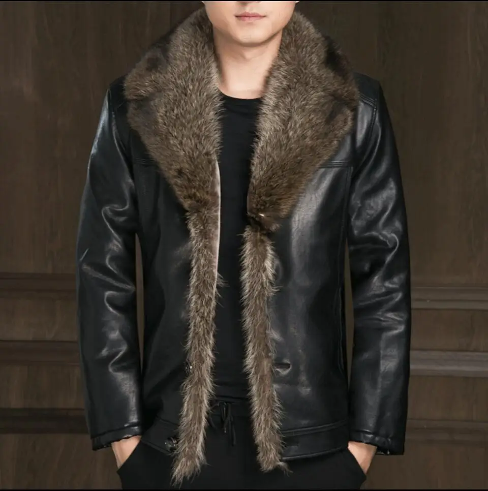 Winter Genuine Leather Faux Fur Jackets Leather Coat Men Sheep Skin Leather Jackets Warm Business Blazers Plus Size Overcoat Faux Leather AliExpress