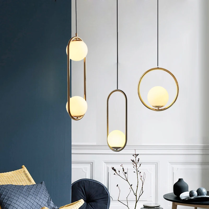 Bola de Vidro Estúdio de Design Sala de Cabeceira Loja de Luz com Lâmpadas Lustre Criativo Nórdico Luzes Penduradas Ailse Café Led 2 Design nórdico bola de vidro lustre criativo