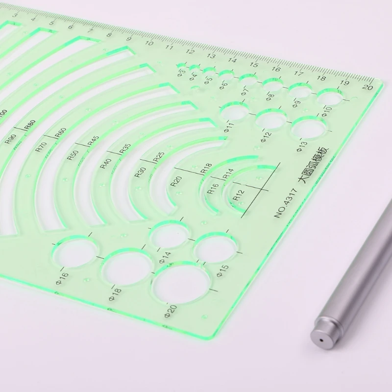 Пластиковые математические чертеж линейки обучения пластиковый Шаблон Линейка транспортир зеленый Канцтовары Школьные Аксессуары