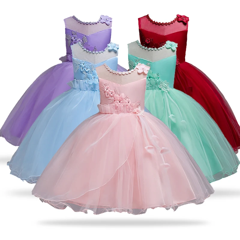 

Girl Dress Elegant Birthday Party Princess Dresses Kids Dresses For Girls Summer Baby Flowers Girls Wedding Dress Kids Clothes