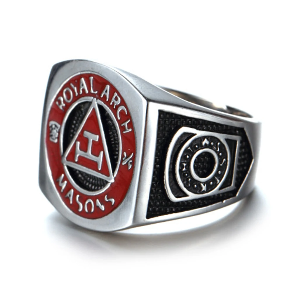 

Faitheasy Vintage Men Masonic Rings Stainless Steel Jewelry Wedding Band for Men Retro Titanium Punk Rings