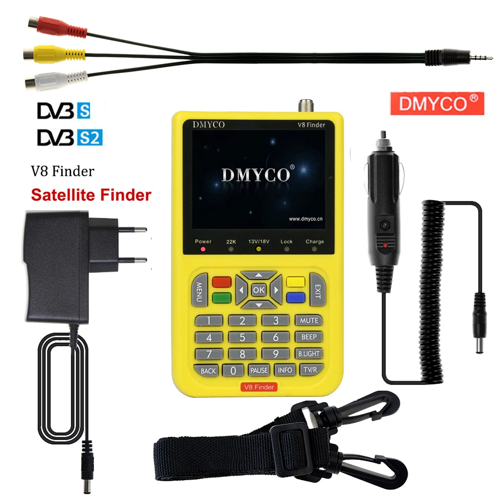 

DMYCO v8 satellite finder Digital HD DVB-S2 High Definition Full 1080P sathero MPEG-4 FTA Receptor with 3.5 inch LCD satfinder