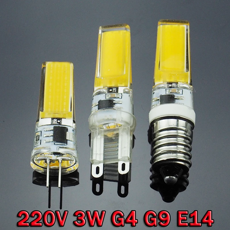 

G9 G4 E14 LED 220V 3W Dimmable LED Lamp 2508 SMD COB Spotlight Bulb Lamp Light 360 Beam Angle Chandelier Replace Halogen ZK50
