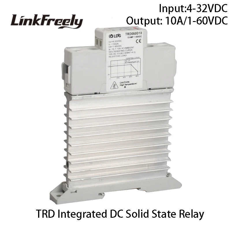

TRD060D10M1 5pcs Smart 1 Phase DC Solid State Relay Module 10A DC control DC Input 5V 12V 24V DC SSR Relay Heat Sink On Din Rail