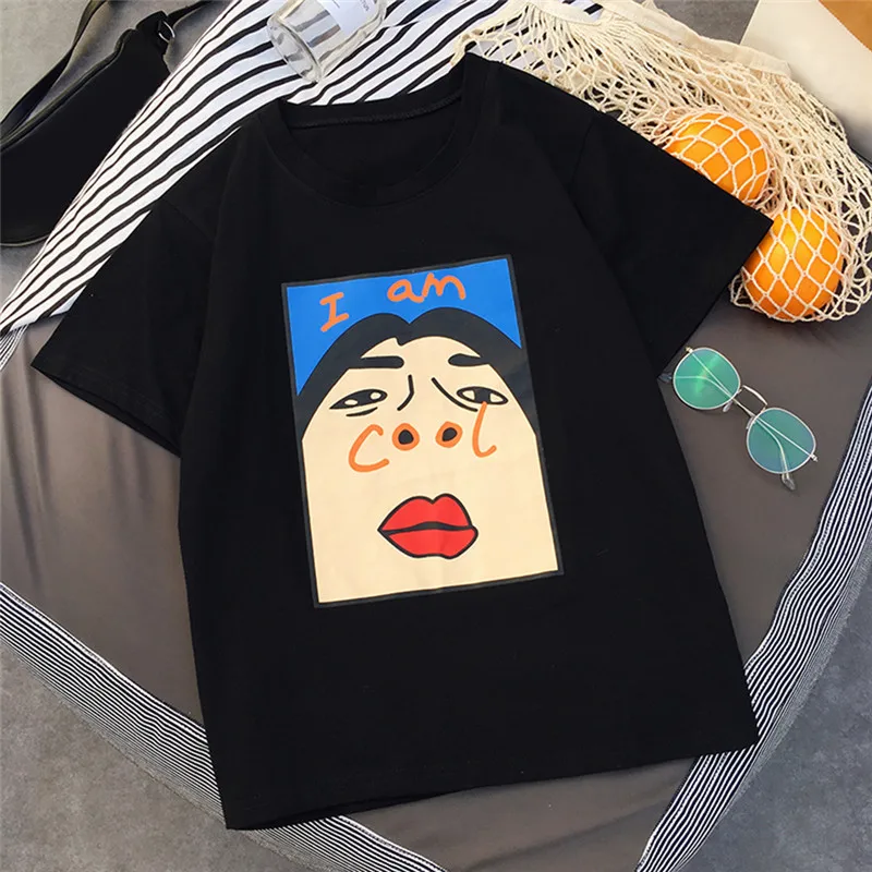 Harajuku I am Cool забавная белая женская футболка с буквенным принтом Корейская
