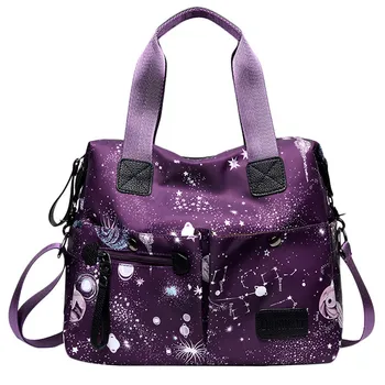 

Large Capacity Handbags Women Oxford Cloth Starry Print Pattern Shoulder Bag Casual Travel Hand Bag Big Satchel Mummy Bag Tote