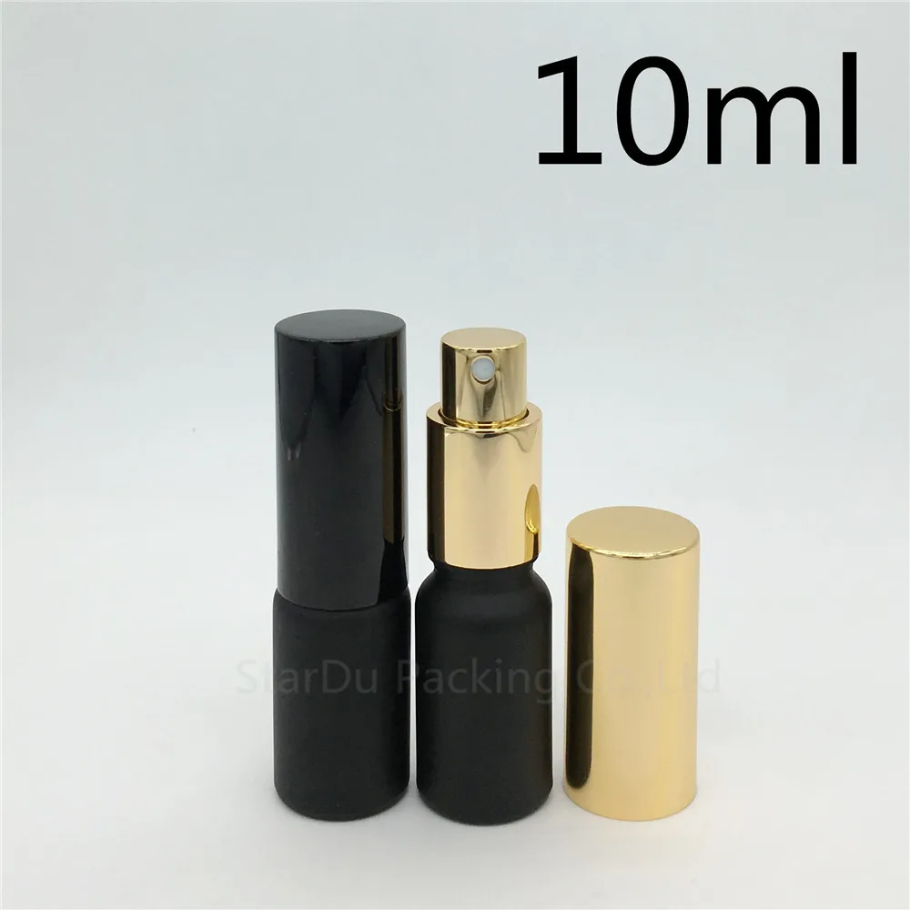 10pcs/lot 10ml black Frosted glass bottle with aluminum sprayer perfume bottles 10cc Essential Oil Spray | Красота и здоровье