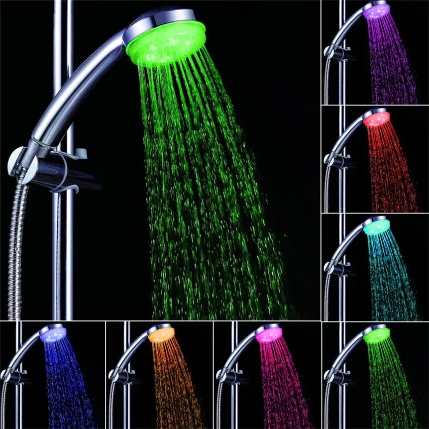 

Lovely Pet Colorful Head Home Bathroom 7 Colors Changing LED Shower Faucet Water Glow Light New drop shipping 70705&