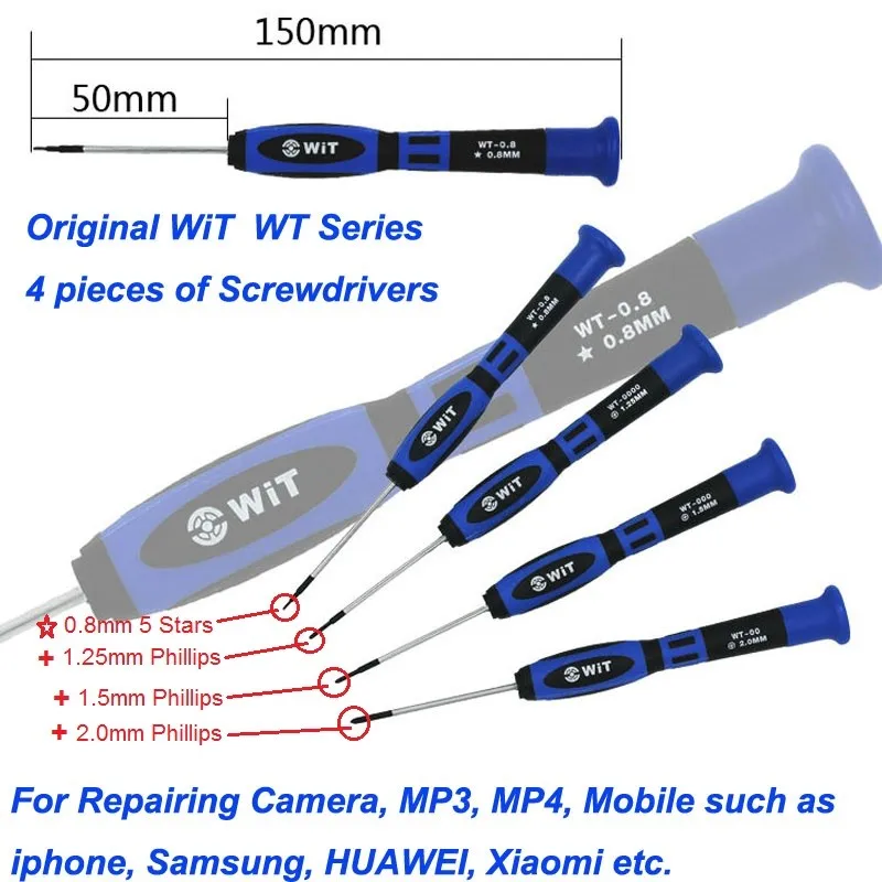 1 компл. 4 шт. Японии остроумие wt серии отвертки для ремонта Камера MP3 MP4 iphone Huawei Samsung и т. д. мобильных Инструменты
