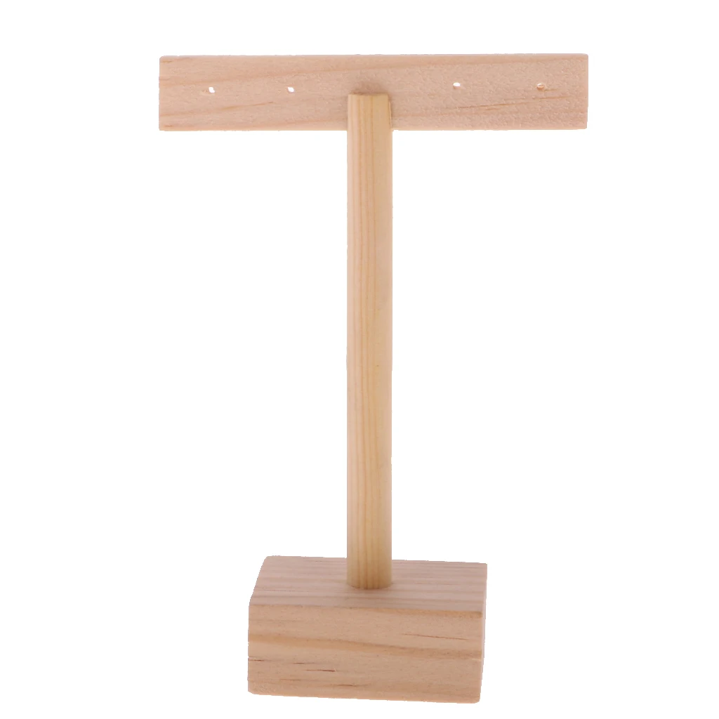 Plain Wooden T-bar Earrings Necklace Bracelet Bangle Watch Jewelry Display Holder Stand Organizer Decoupage