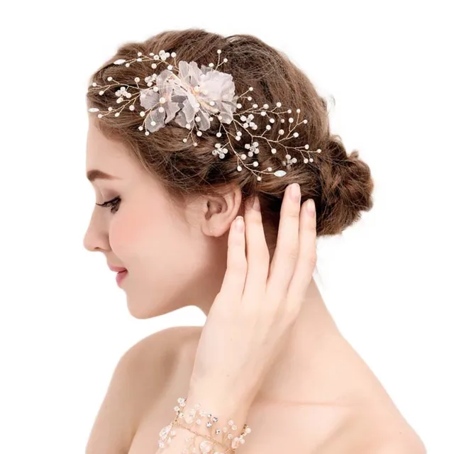 Модные женские туфли Jewelry Золотая тиара Корона цветок имитация жемчуга волос со стразами Свадебные Noiva Свадьба волос заколка Интимные аксессуары