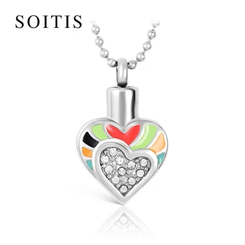 

SOITIS Cremation Ashes Urn Memorial Necklace Pendant Dog Ash jewelry Sliver Color Memory Necklace Gift Stainless Steel