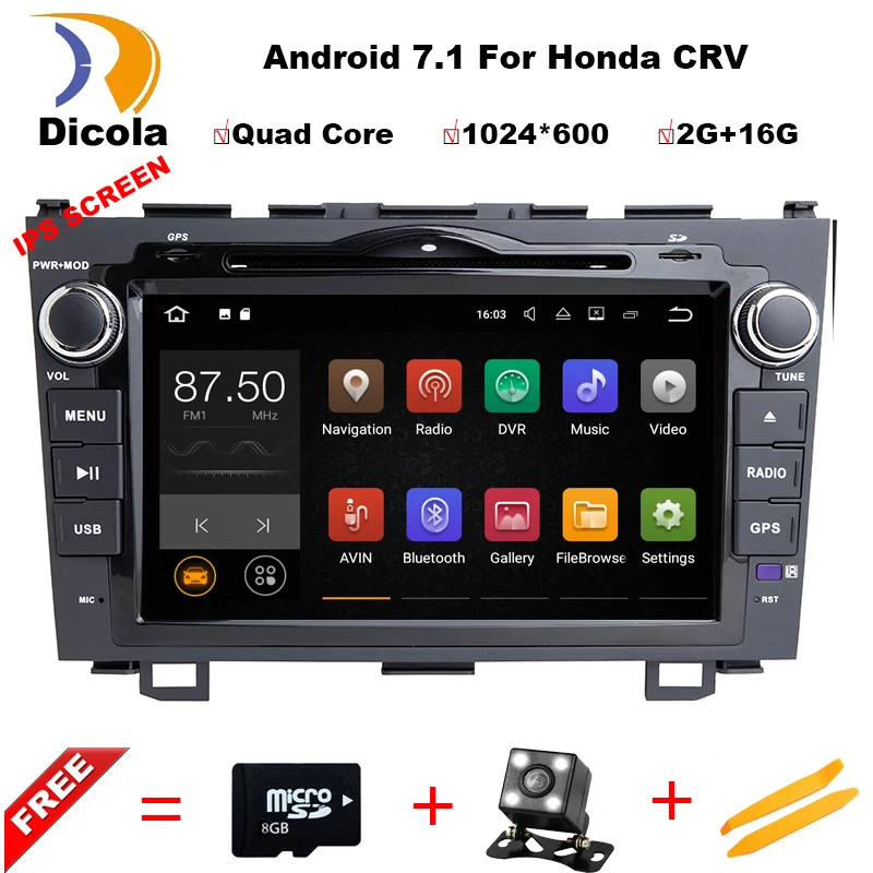 

8" Car dvd player GPS Navi For Honda CRV 2006-2011 Capacitive screen 1024 *600 +wifi+BT+SWC+RDS+Android 7.1+2G RAM+16G ROM Maps