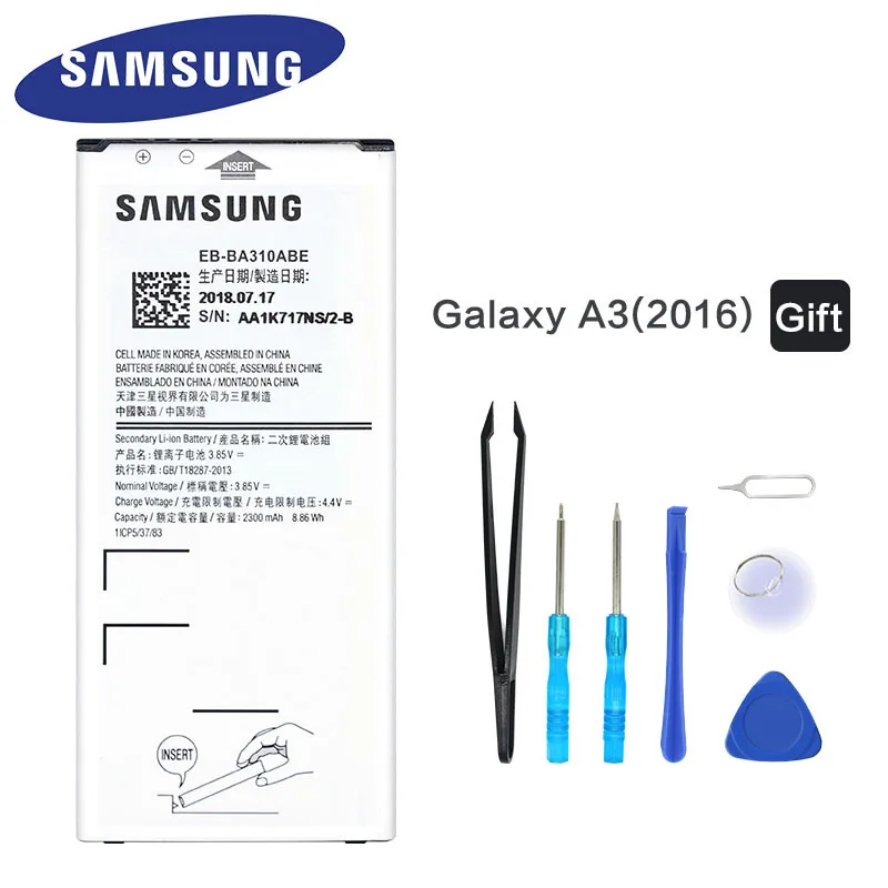 

Original Samsung Battery for Samsung Galaxy A3 2016 Edition A310 A310F A310M A310Y A310F/DS DUOS EB-BA310ABE 2300mAh Battery