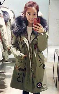 male parka coats hooded outwear thicked faux fur slim army jacket winter pink man coat