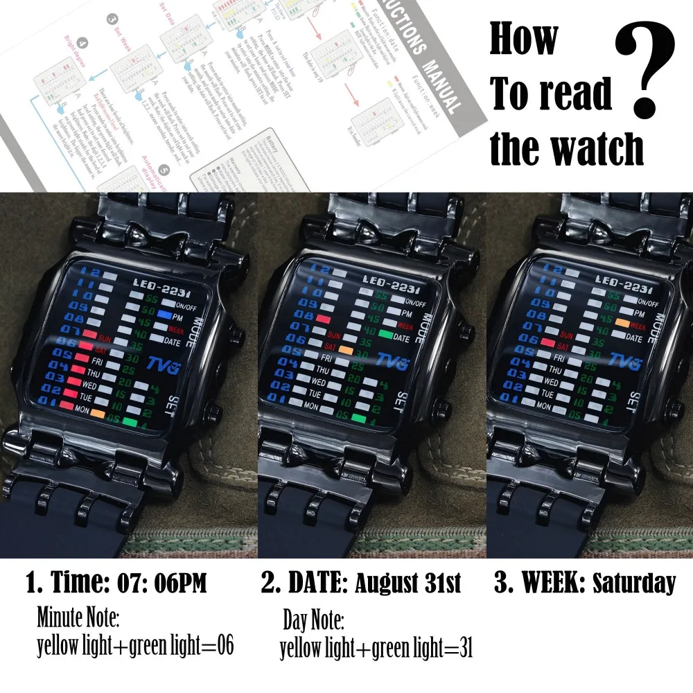 Бренд TVG резиновый ремешок водонепроницаемый крутой geek светодиодный цифровые спортивные часы черные мужские роскошные модные бинарные подарочные часы