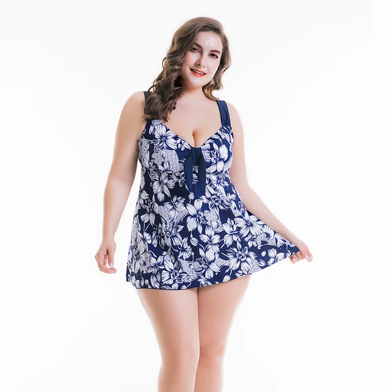 Fat Lady Plus Size Swimsuit Lady Dress Swimsuit Printed Skirt Large